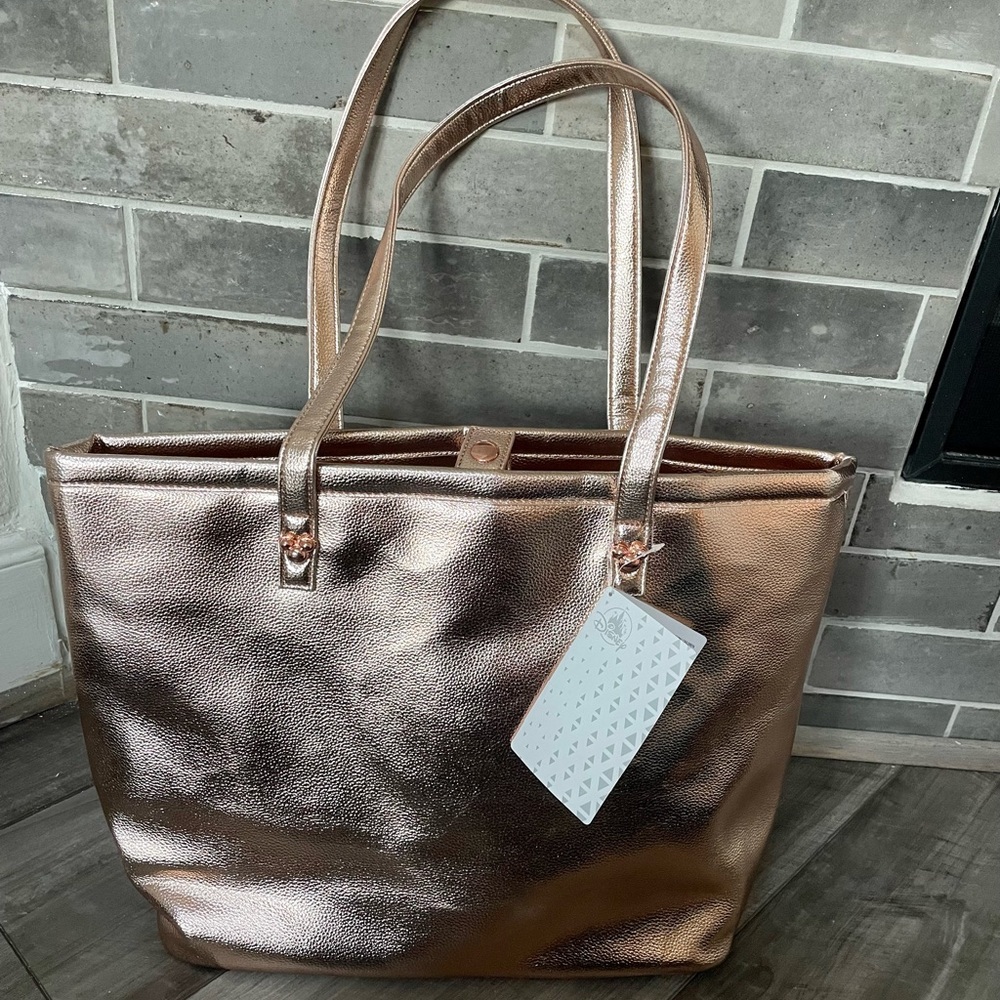 Disney Parks Mickey Mouse Icon flair tote bag 16" by 12"  purse rose gold